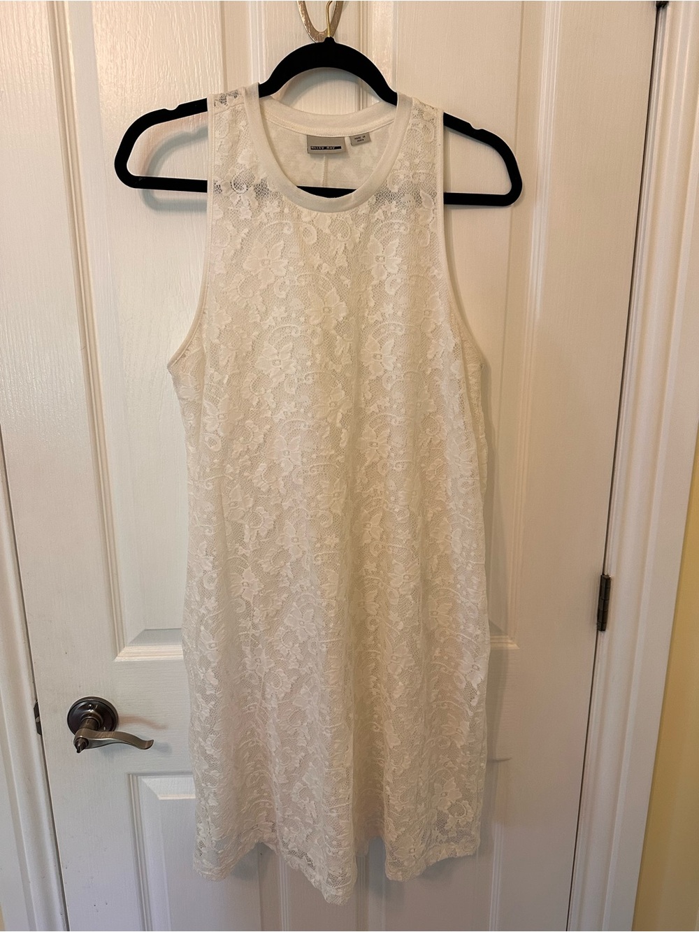Noisy May, White Lace Sleeveless Shift Dress Size L